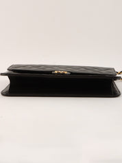 1998 CC mark plate chain shoulder bag black