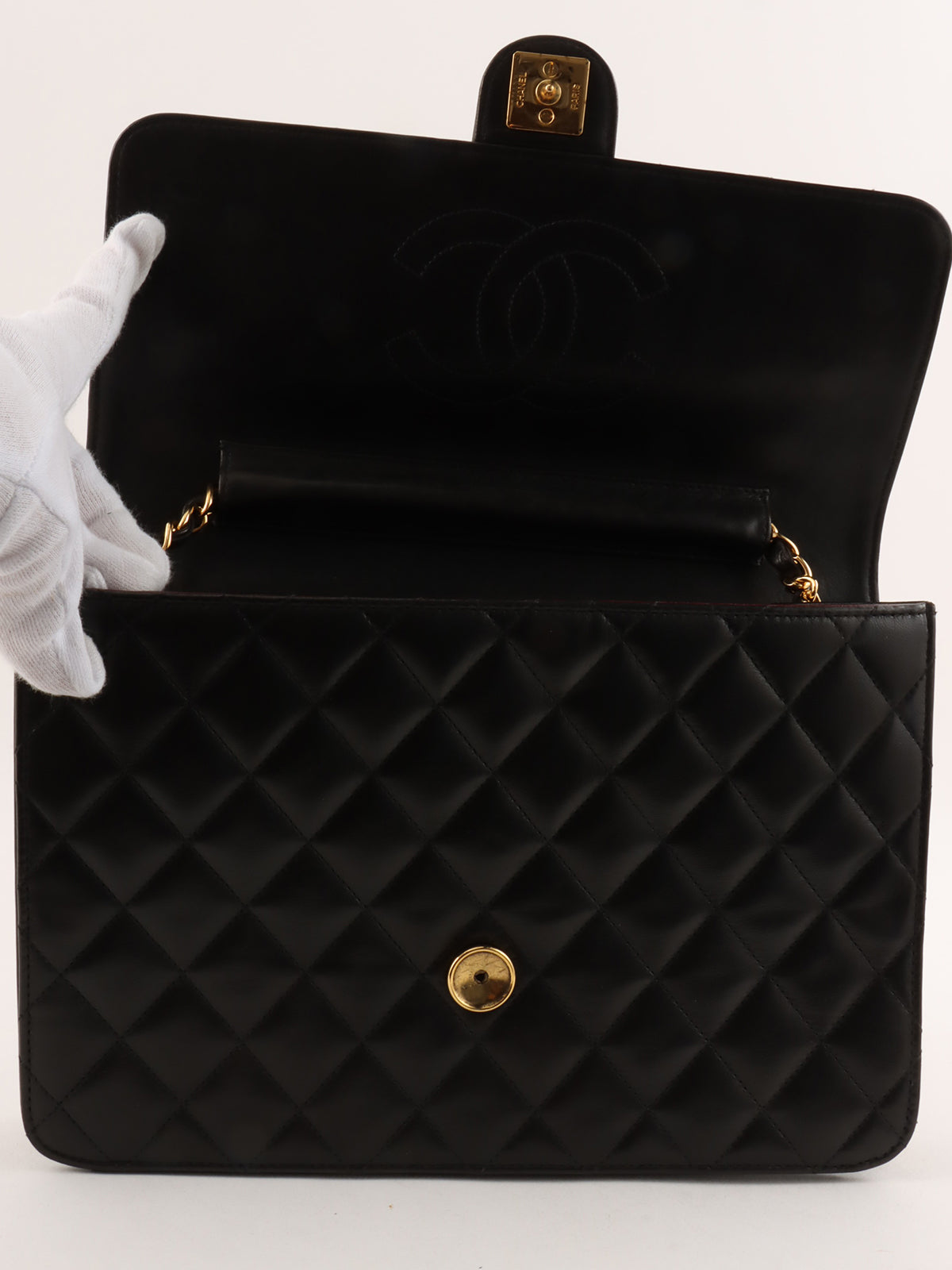 1998 CC mark plate chain shoulder bag black