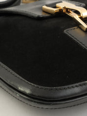 Suede Jackie Shoulder Bag in Black