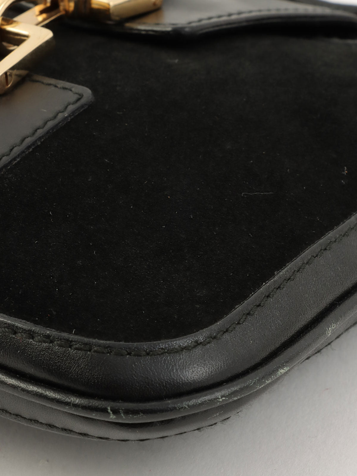 Suede Jackie Shoulder Bag in Black