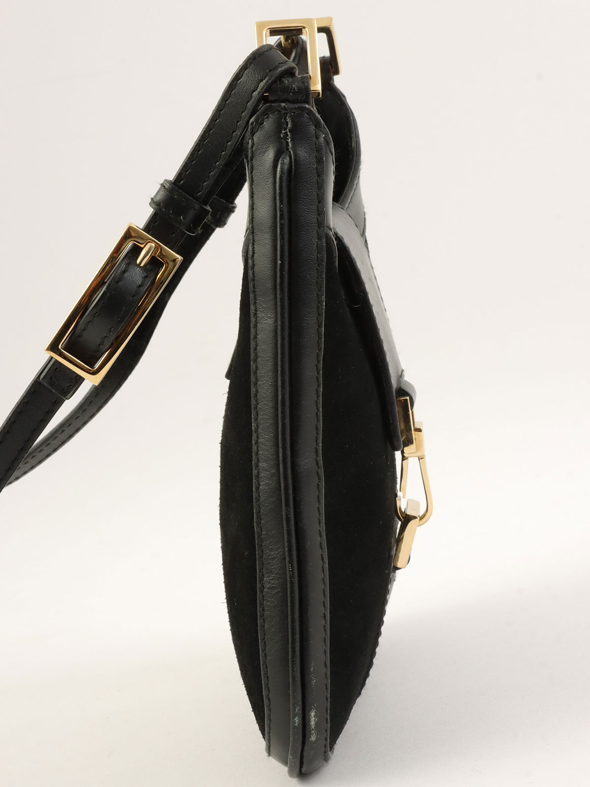 Suede Jackie Shoulder Bag in Black
