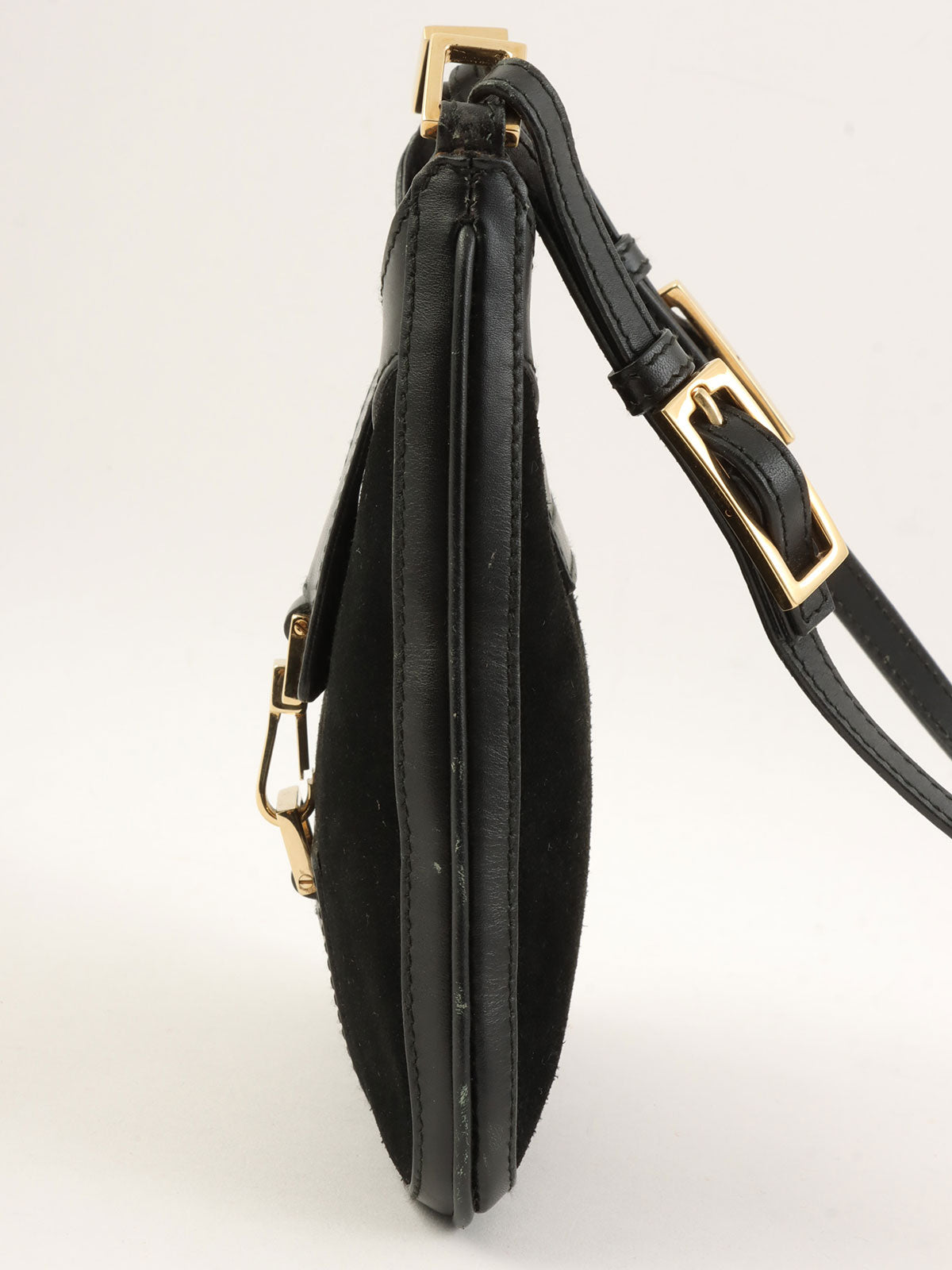 Suede Jackie Shoulder Bag in Black