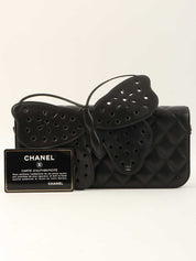 2010 Butterfly Matelasse Chain Shoulder Bag in Black