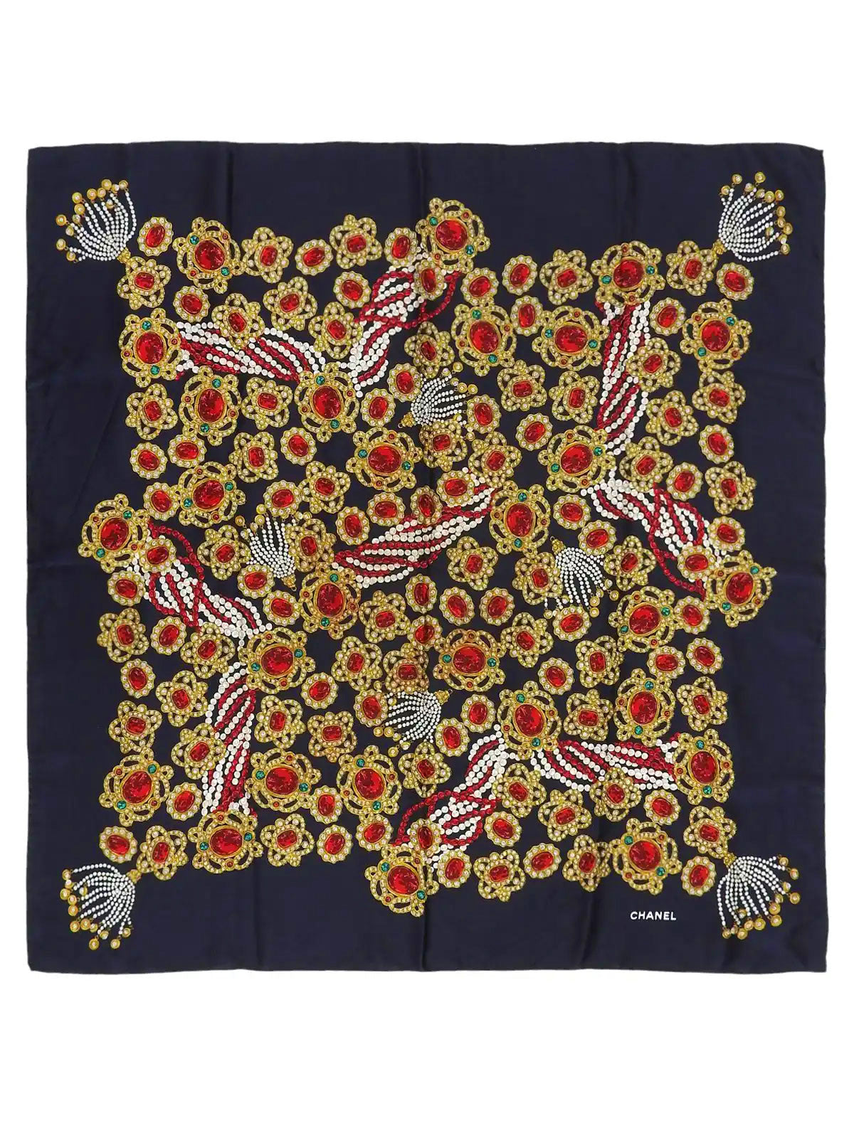 グリポワジュエリーパターンスカーフ ダークネイビー/マルチ