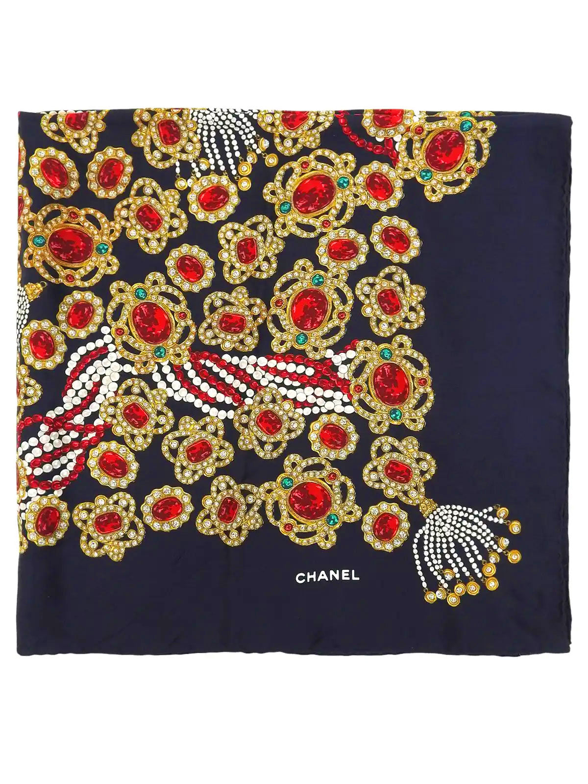 グリポワジュエリーパターンスカーフ ダークネイビー/マルチ