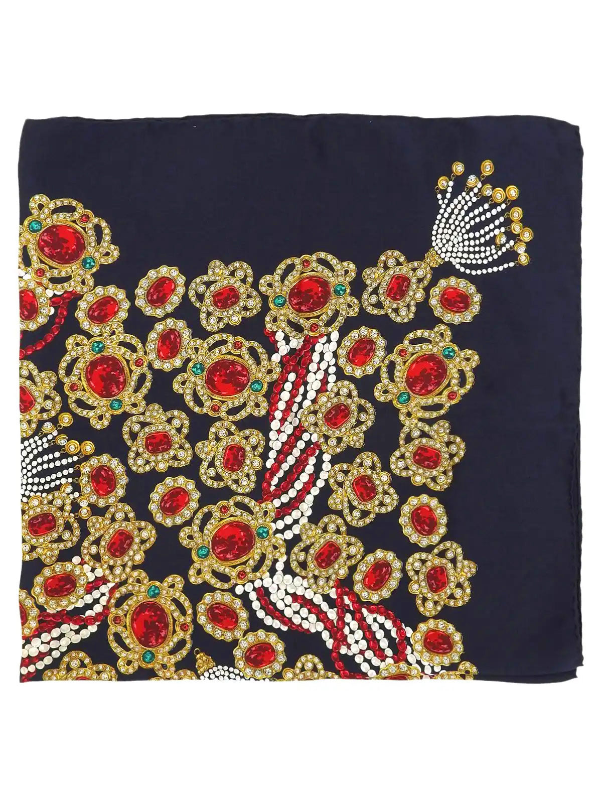 Gripoix Jewelry Pattern Scarf in Dark Navy/Multi