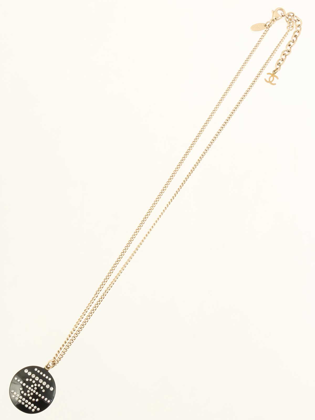 2009年製 ラインストーンラウンドCCマークデザインネックレス ゴールド/ブラック