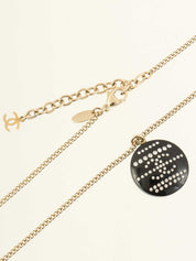 2009年製 ラインストーンラウンドCCマークデザインネックレス ゴールド/ブラック