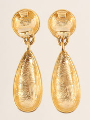 圆形徽标牌摇摆耳环 金色