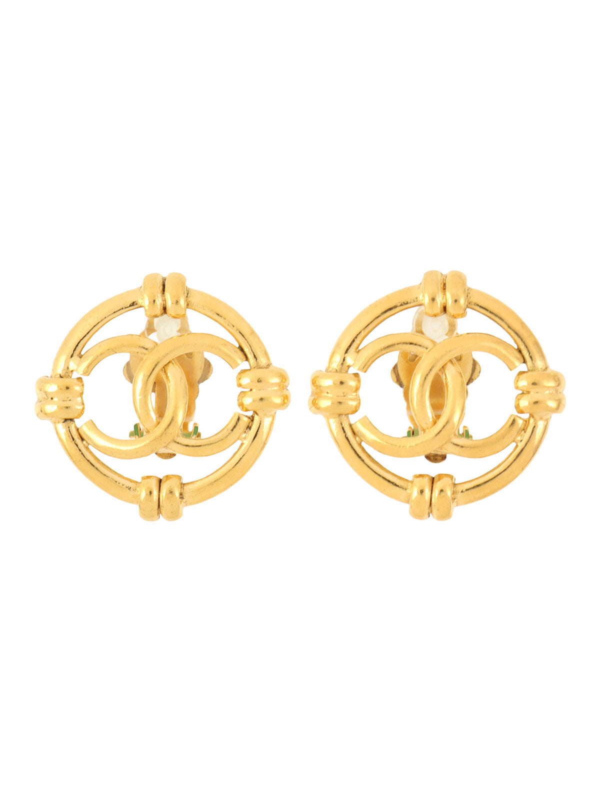 1993年製 ラウンドCCマークカットアウトイヤリング ゴールド