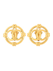 1993年製　ラウンドCCマークカットアウトイヤリング　ゴールド