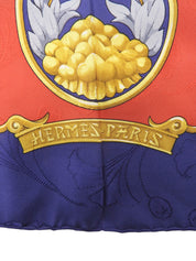 カレ90 Princes Du Soleil Levantパターンスカーフ レッド/ネイビー/マルチ