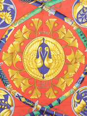 カレ90 Princes Du Soleil Levantパターンスカーフ レッド/ネイビー/マルチ