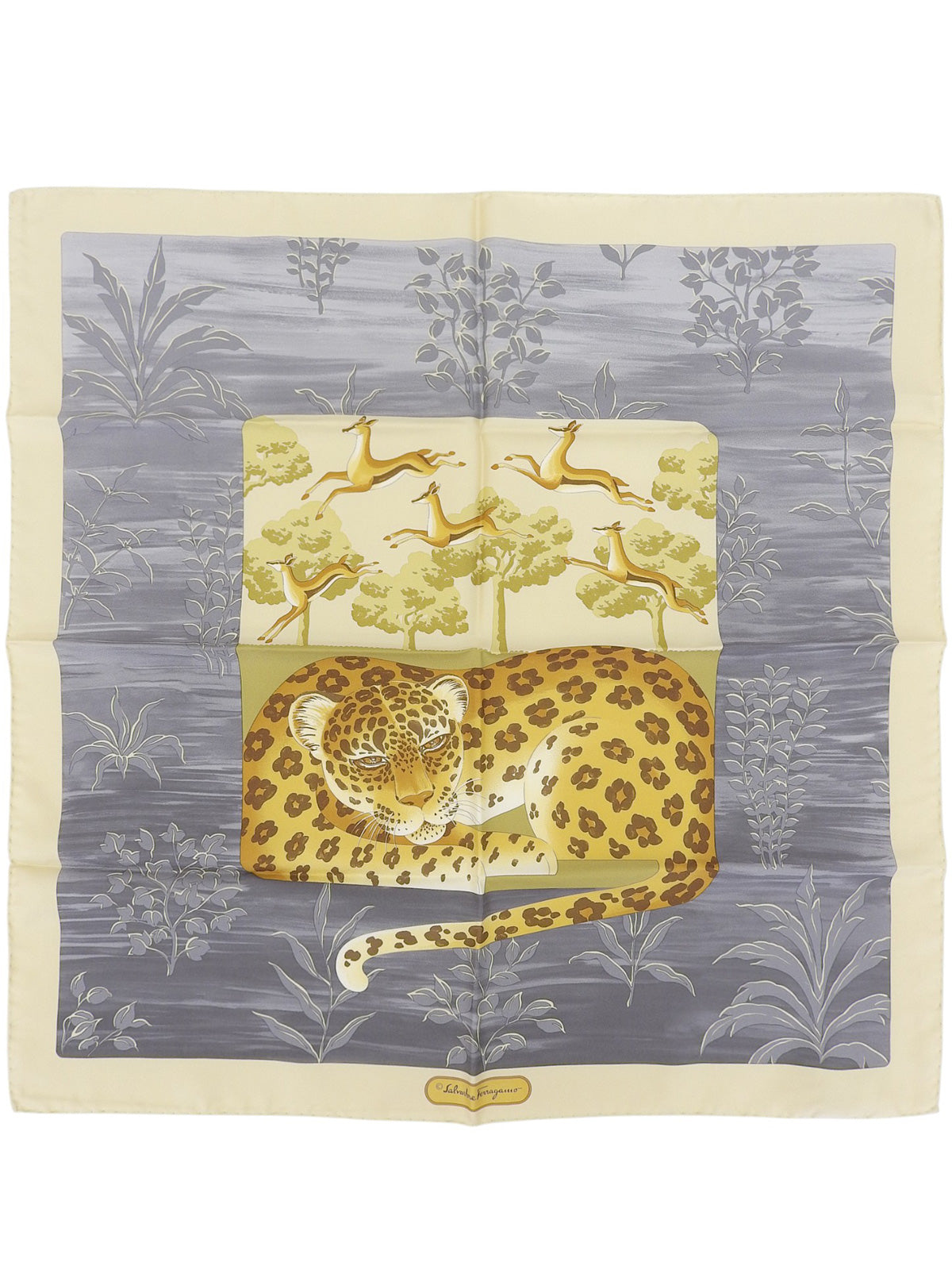 アニマルデザインスカーフ グレー/ベージュ