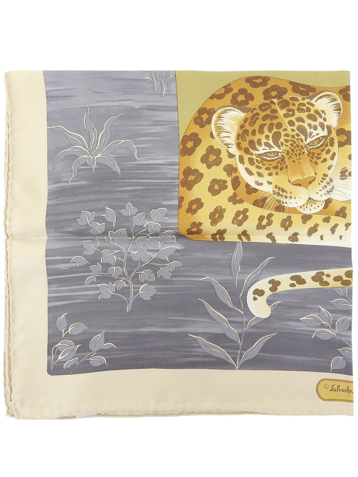 アニマルデザインスカーフ グレー/ベージュ