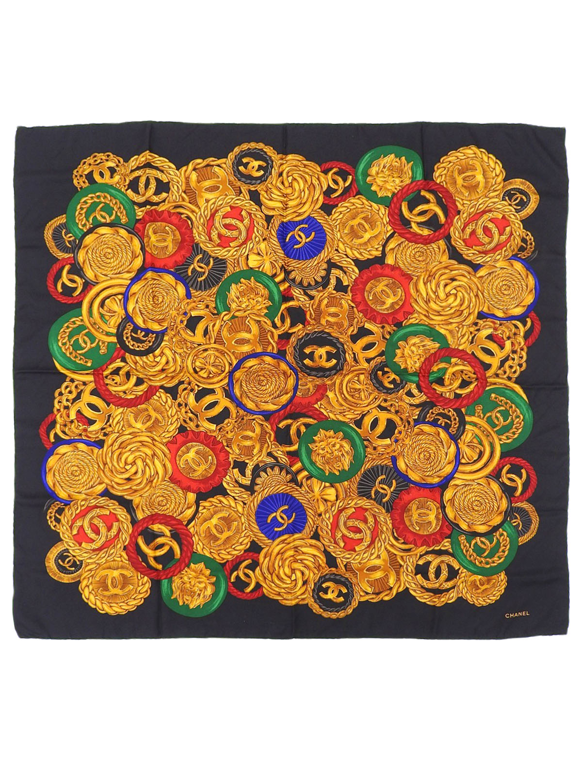 Brooch Pattern Scarf Black/Multi