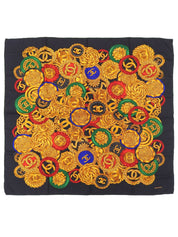 Brooch Pattern Scarf Black/Multi