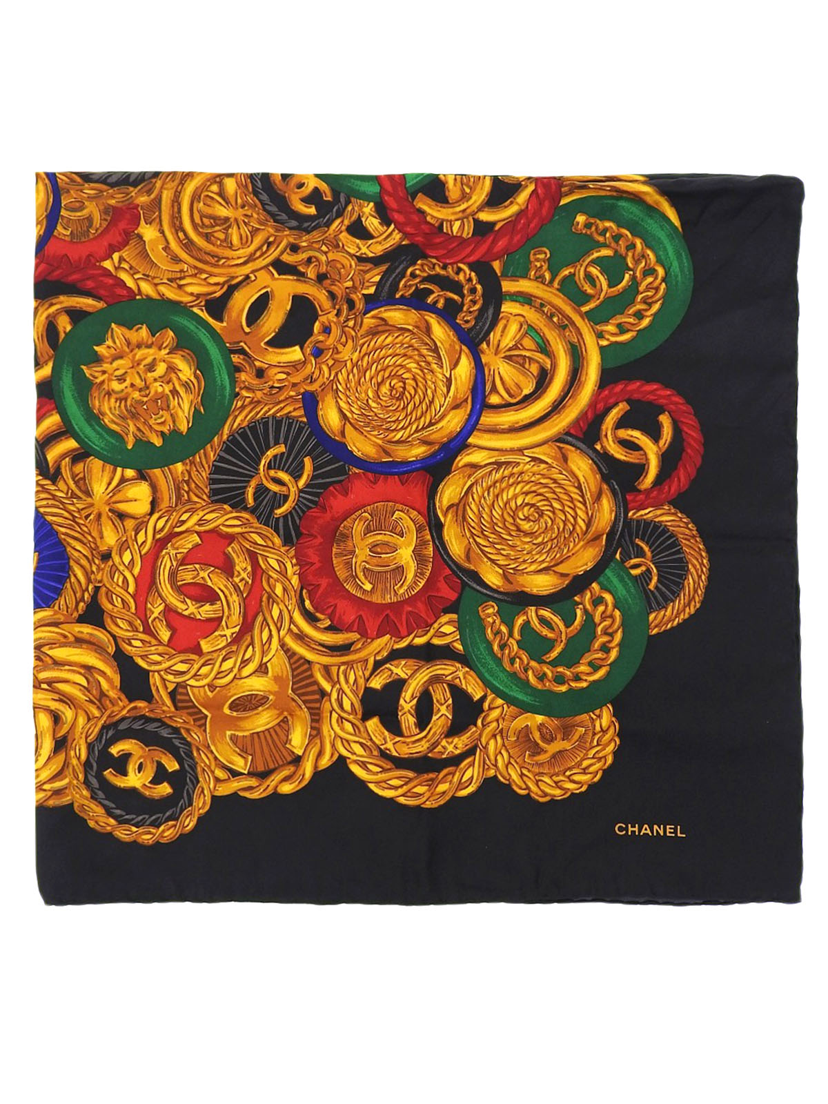 ブローチパターンスカーフ ブラック/マルチ