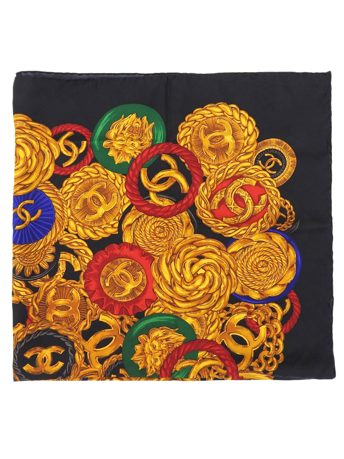 Brooch Pattern Scarf Black/Multi