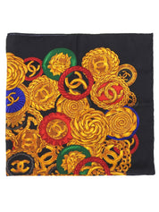 Brooch Pattern Scarf Black/Multi