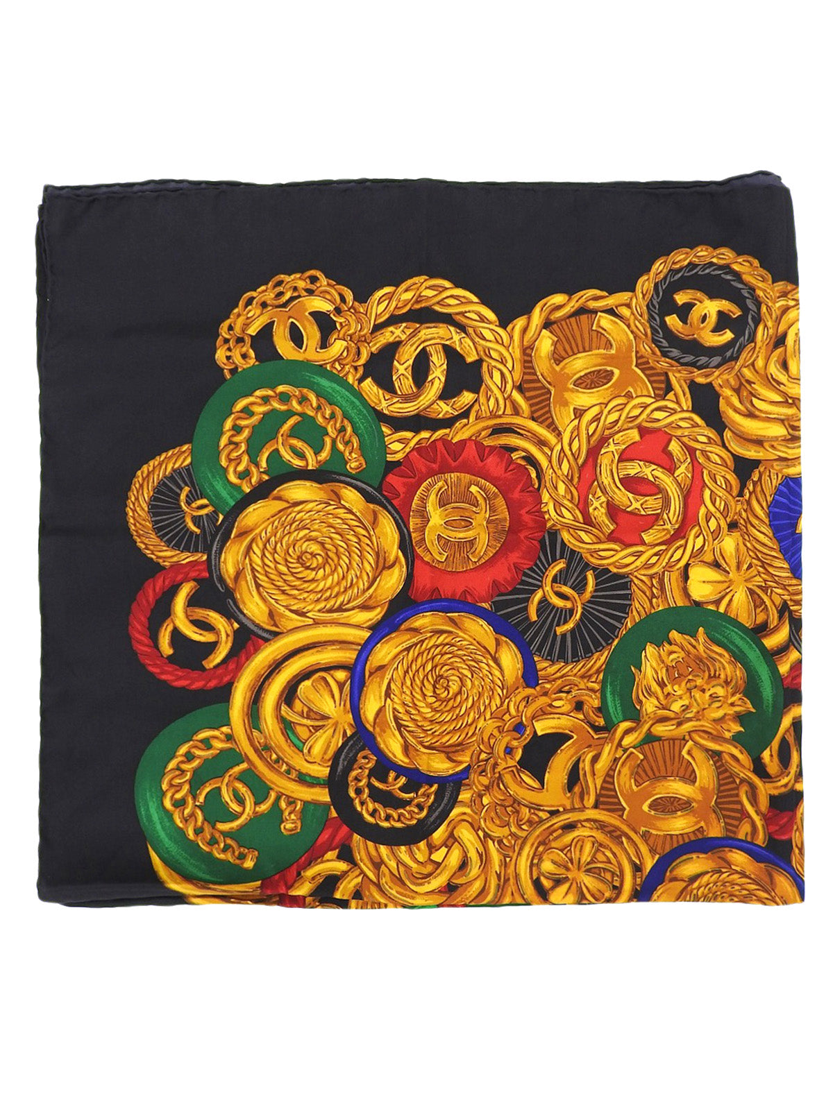 胸针图案围巾 黑色/多色