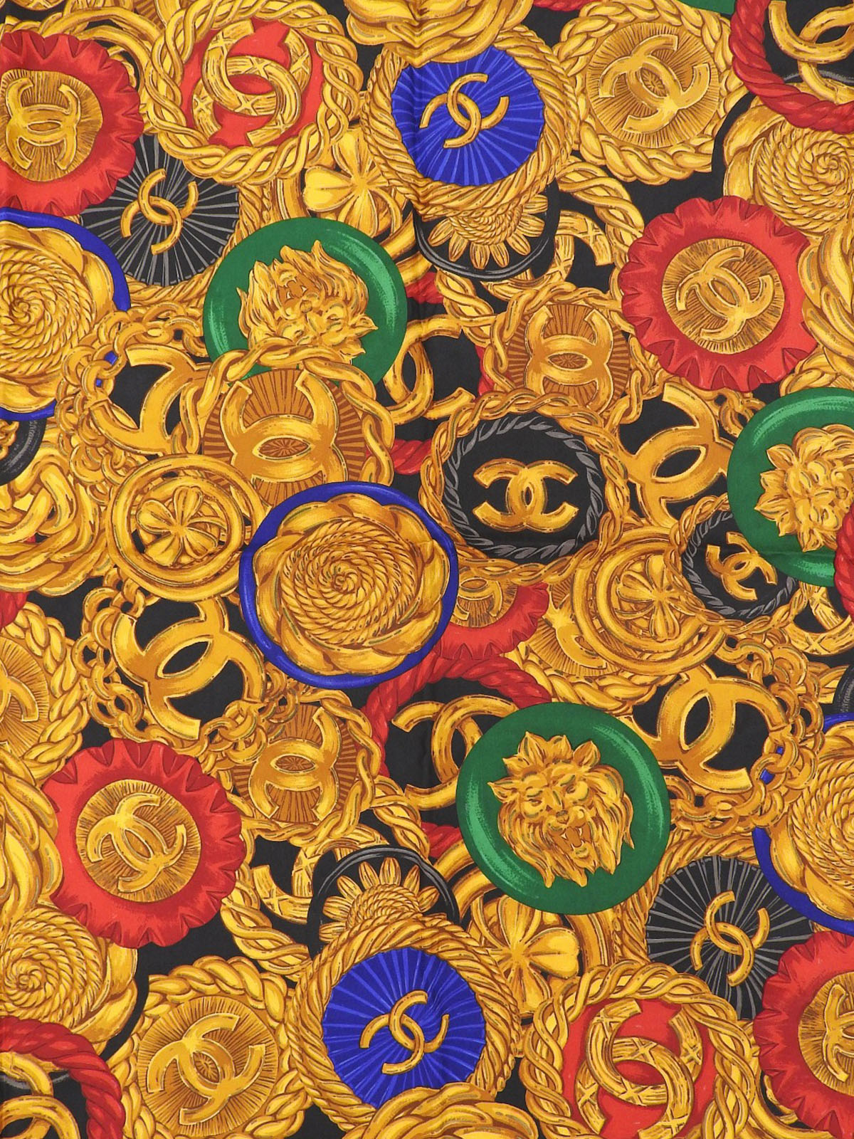 Brooch Pattern Scarf Black/Multi