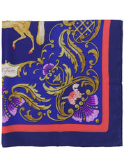 Carré 90 Cheval Turk 图案围巾，海军蓝/多色