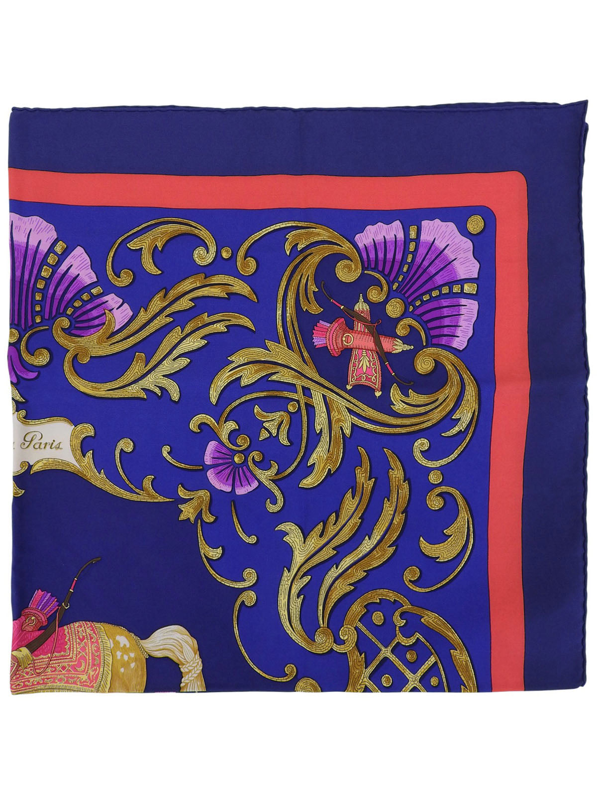 カレ90 Cheval Turcパターンスカーフ ネイビー/マルチ