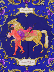 Carré 90 Cheval Turk 图案围巾，海军蓝/多色
