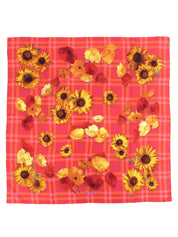 フラワーチェックパターンスカーフ ピンク/オレンジ/マルチ