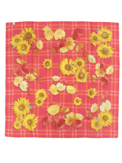 フラワーチェックパターンスカーフ ピンク/オレンジ/マルチ