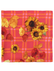 フラワーチェックパターンスカーフ ピンク/オレンジ/マルチ