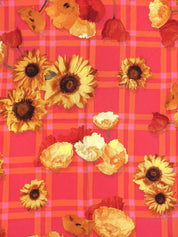 フラワーチェックパターンスカーフ ピンク/オレンジ/マルチ