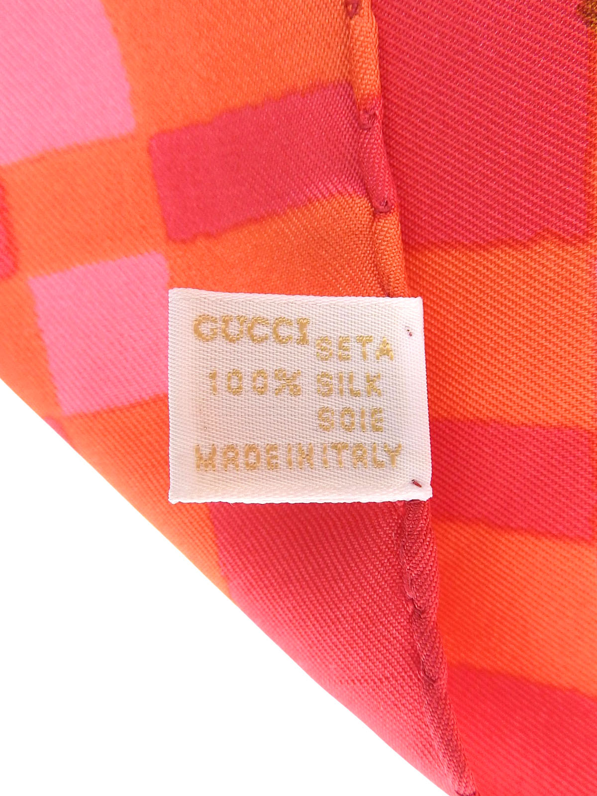 フラワーチェックパターンスカーフ ピンク/オレンジ/マルチ