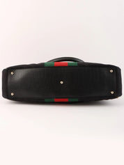 キャンバスGGパターンシェリーラインホースビットショルダーバッグ ブラック