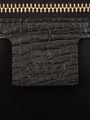 Canvas GG Pattern Sherry Line Horsebit Shoulder Bag in Black