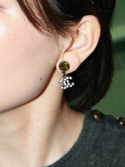2005 Rhinestone CC Mark Swing Earrings in Gunmetal