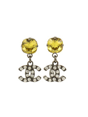 2005 Rhinestone CC Mark Swing Earrings in Gunmetal