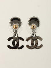 2005 Rhinestone CC Mark Swing Earrings in Gunmetal