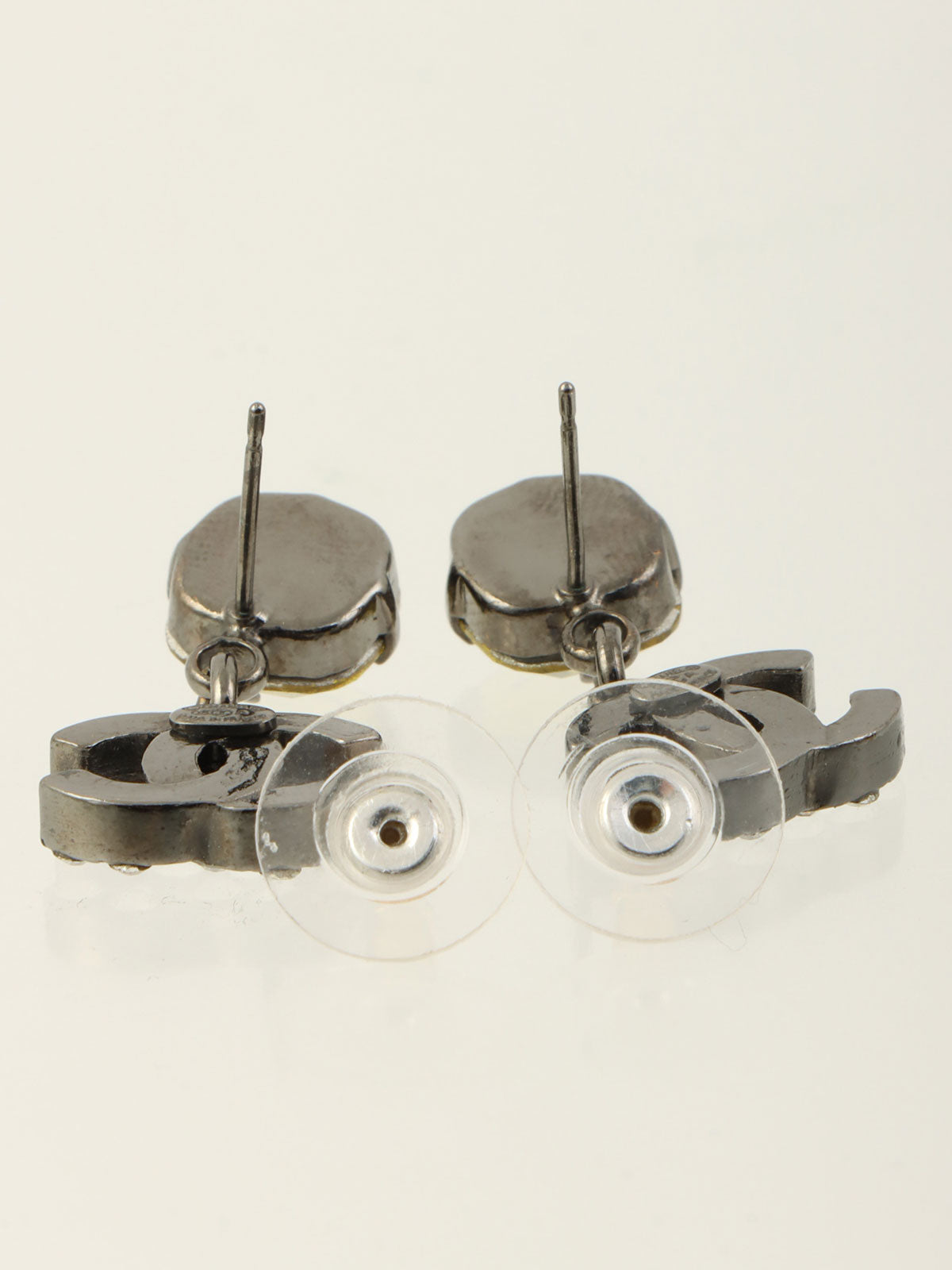 2005 Rhinestone CC Mark Swing Earrings in Gunmetal