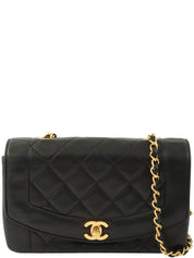 1990年頃製 ダイアナフラップチェーンバッグ22cm ブラック