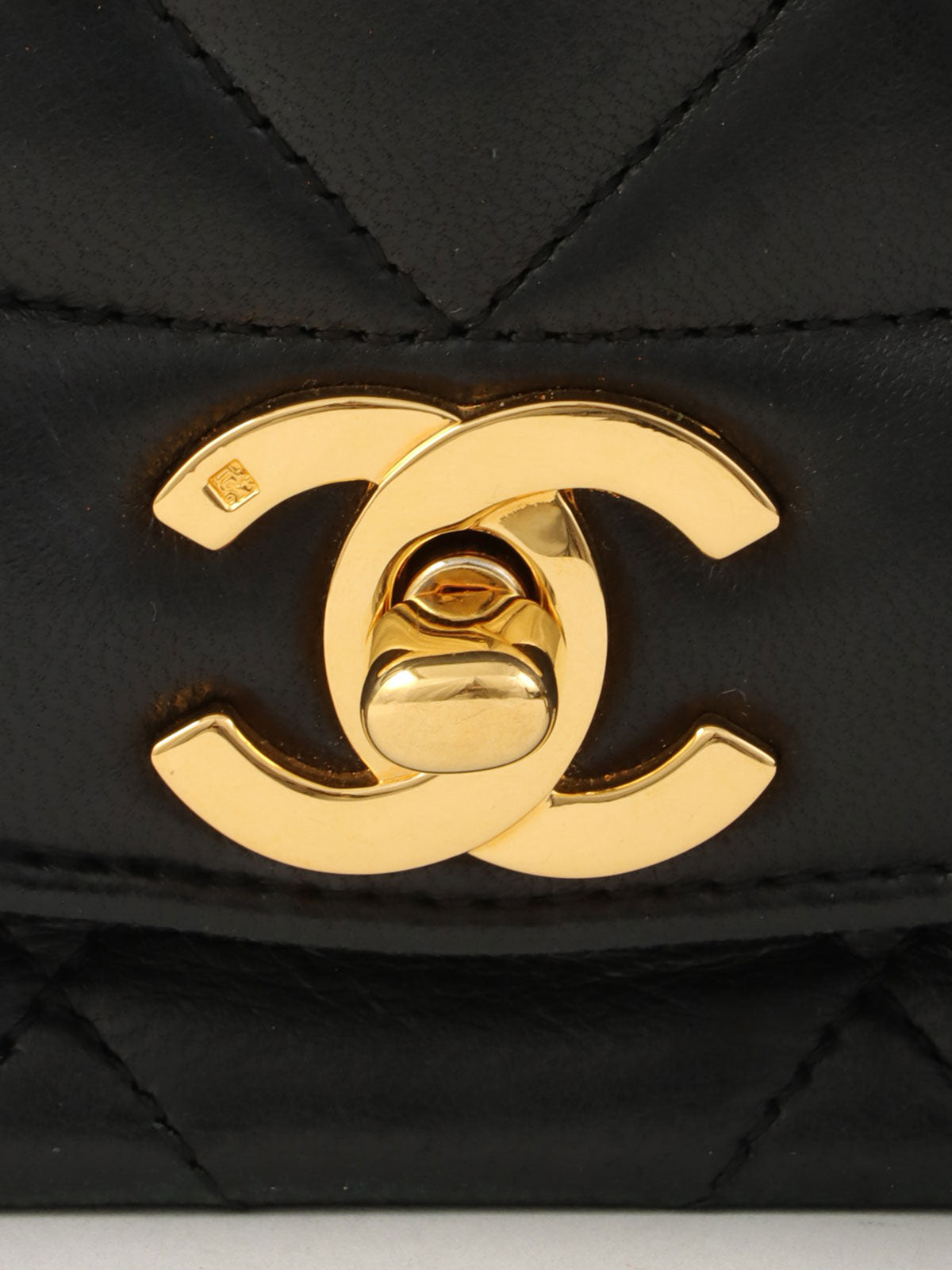 1990年頃製 ダイアナフラップチェーンバッグ22cm ブラック