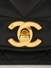 1990年頃製 ダイアナフラップチェーンバッグ22cm ブラック