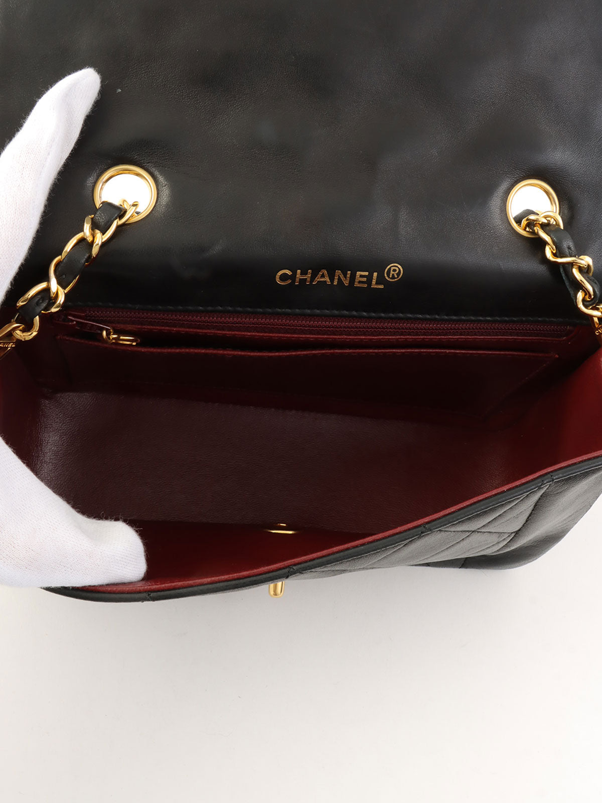 1990年頃製 ダイアナフラップチェーンバッグ22cm ブラック