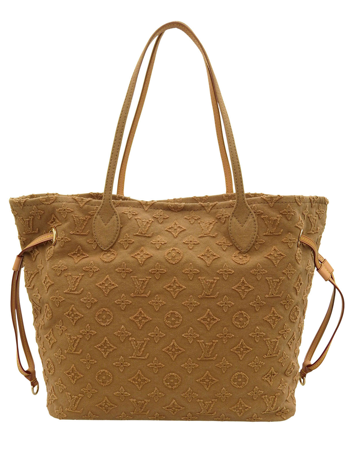 2012 Denim Monogram Stone Neverfull MM Brown