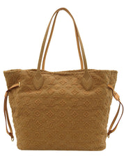 2012 Denim Monogram Stone Neverfull MM Brown