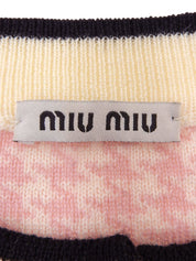 Houndstooth Pattern Cardigan in Off-White/Pink