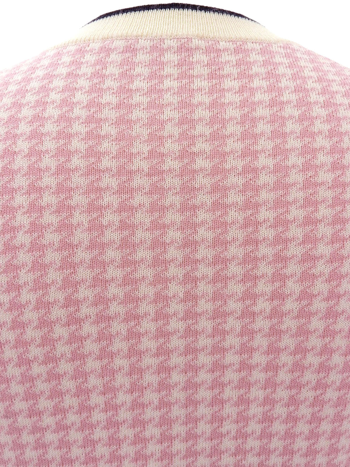 Houndstooth Pattern Cardigan in Off-White/Pink