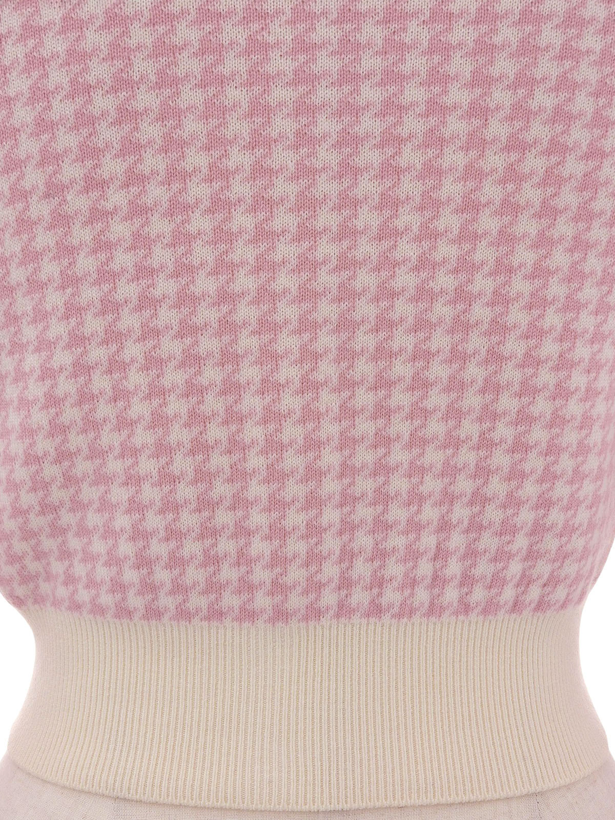 Houndstooth Pattern Cardigan in Off-White/Pink