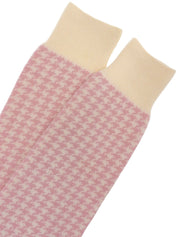 Houndstooth Pattern Cardigan in Off-White/Pink